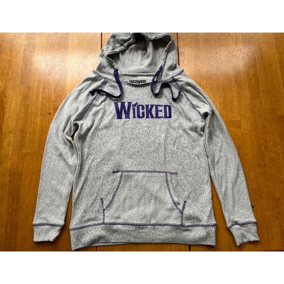 Wicked Sz M Authentic Pullover Hooded Sweatshirt Gray Purple Kangaroo Pocket - Picture 11 of 11